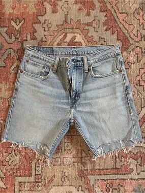Levi's Light Blue Frayed Hem Denim Shorts